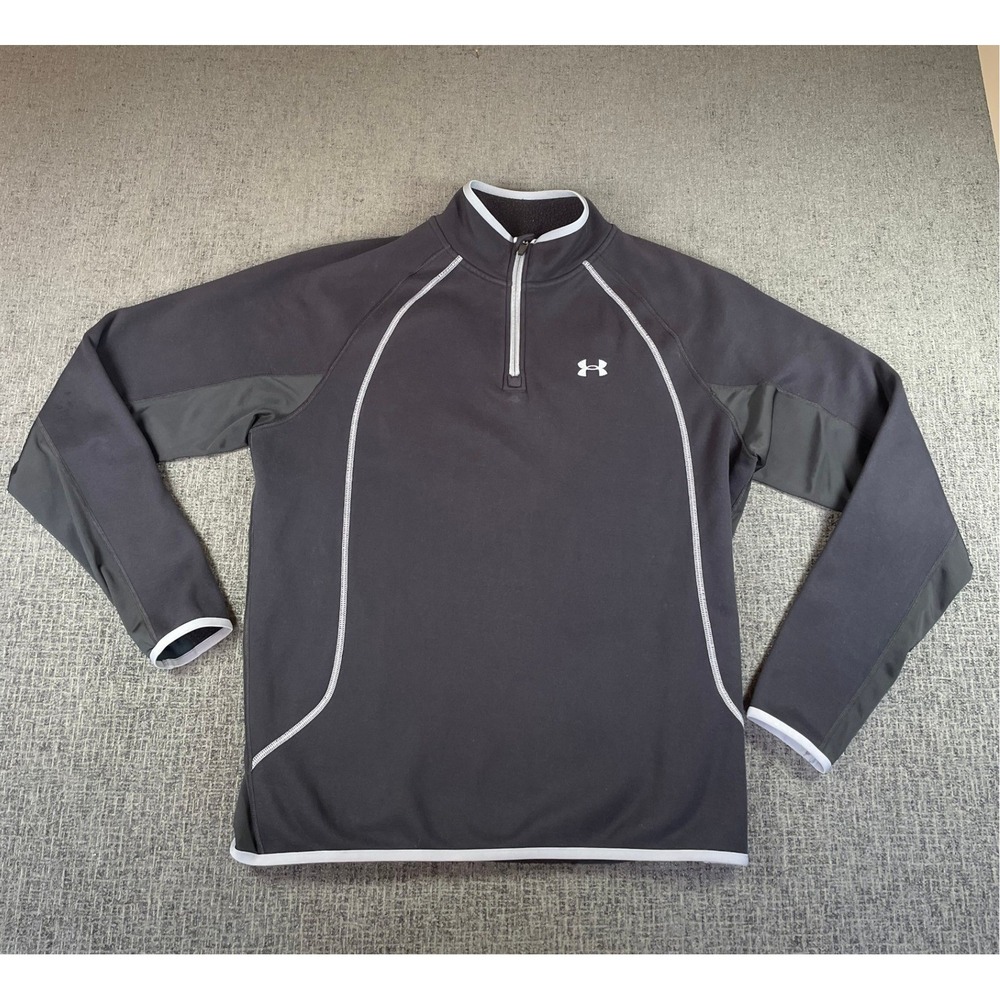 Under Armour‎ ColdGear Mens Large Black Quarter Zip Pullover Fleece Lined Top